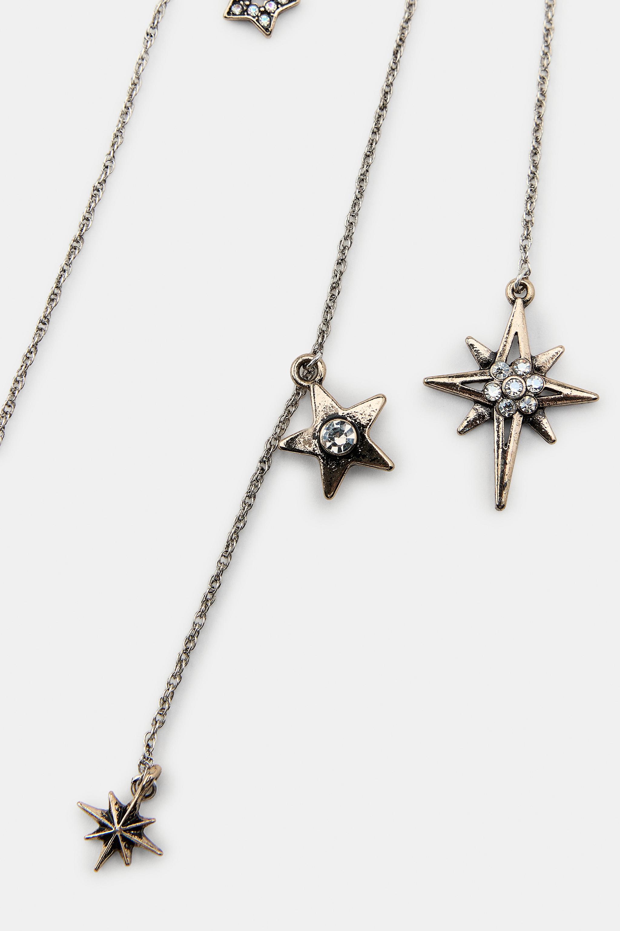 METAL MOON AND STARS NECKLACE